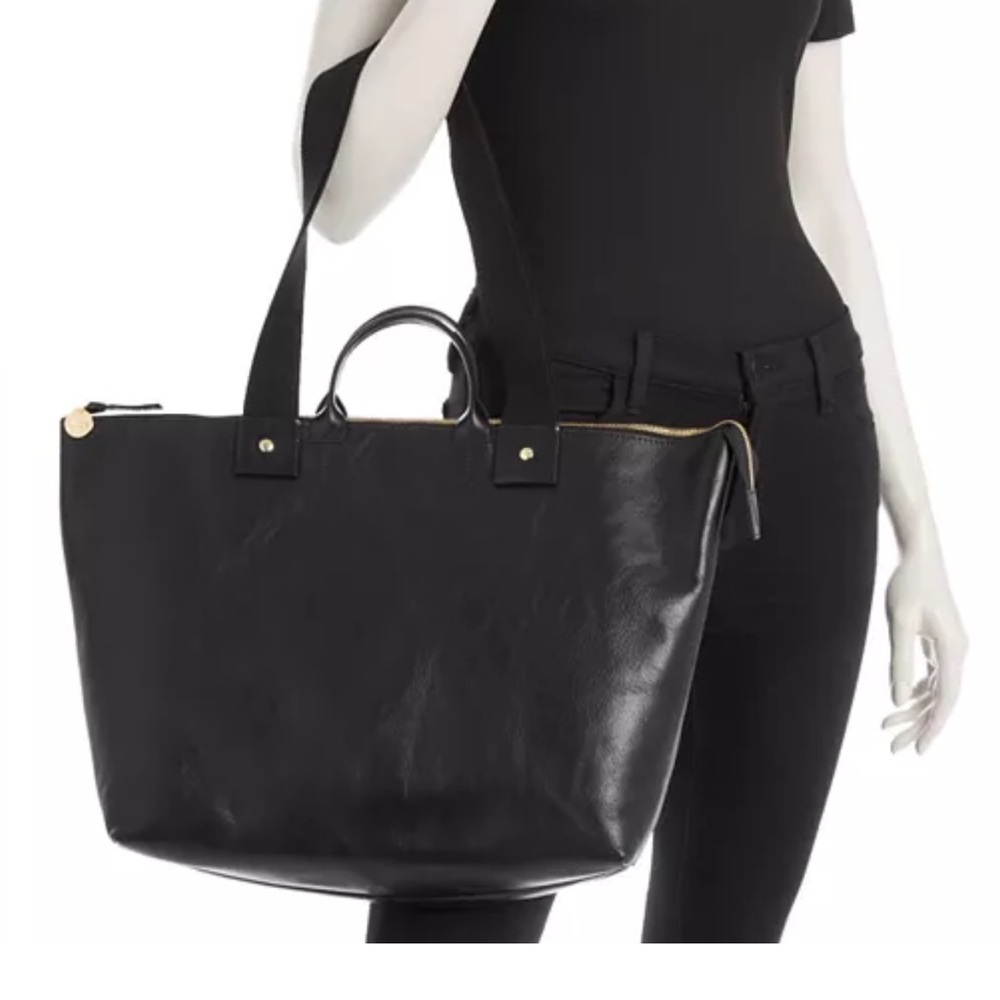 Clare V Le Zip Sac Black Leather